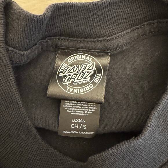 Santa Cruz Men's Black Short Sleeve Shirt Floral Logo Small Skater - Picture 3 of 7